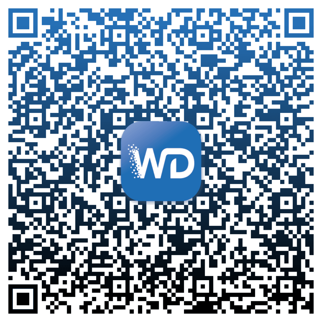 Image of QR code with contact details.